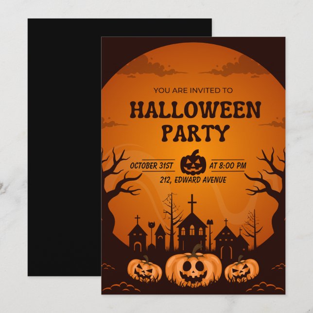 Customizable Halloween party Invitation Card (Front/Back)