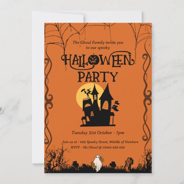 Customizable Halloween Party Invitation Template (Front)