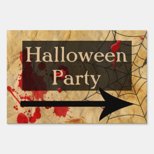 Customizable Halloween Party Yard Sign with Arrow