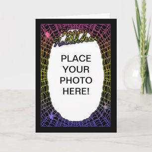 customizable halloween photo card spider web