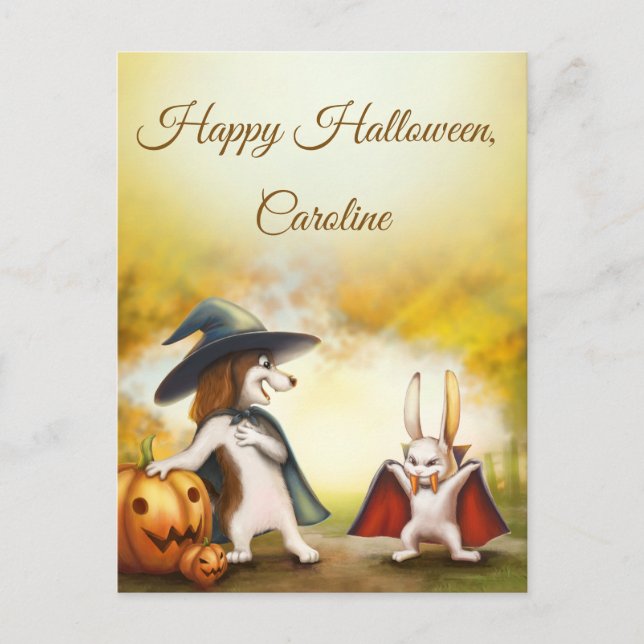 Customizable Halloween Postcard Vintage Style (Front)