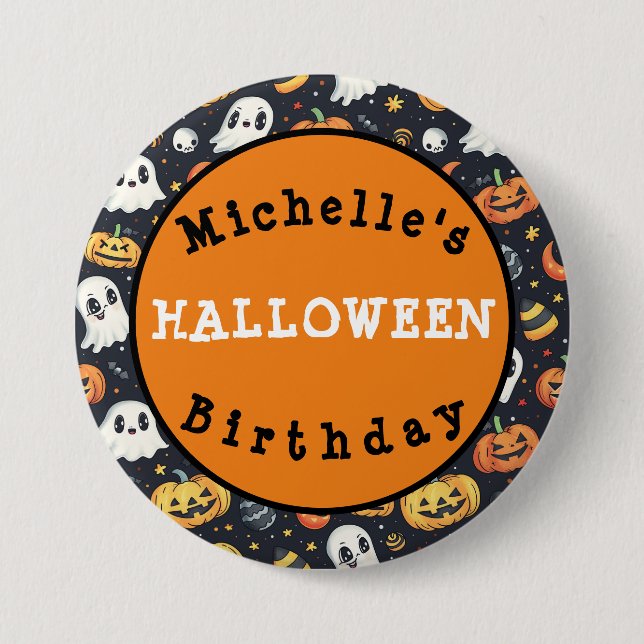 Customizable Halloween Pumpkin & Ghost Button (Front)
