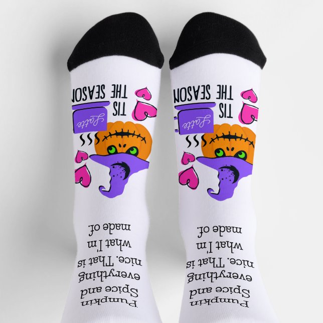 Customizable Halloween Pumpkin Spice Season Socks (Top)