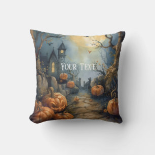 Customizable Halloween Spooky Night Throw Pillow. Throw Pillow