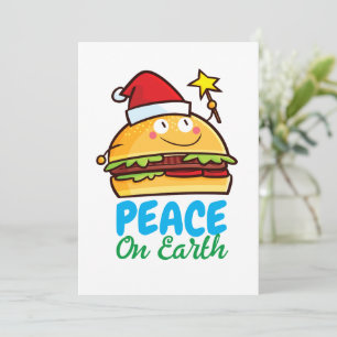 Customizable hamburger peace on earth invitation