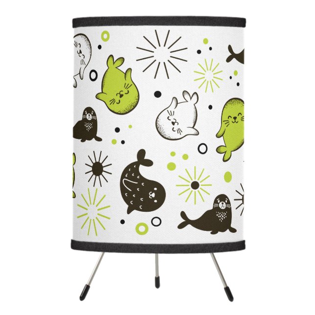 Customizable Hand Drawn Baby Seals Lamp (Front)