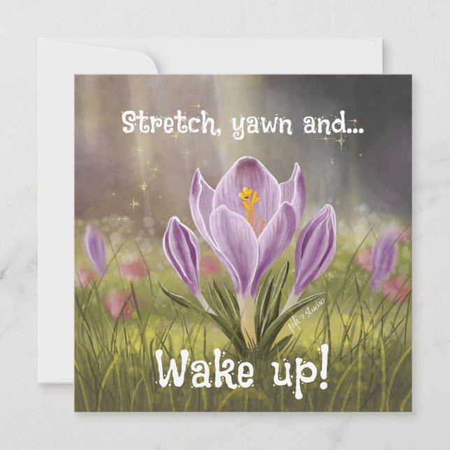 Customizable Hand Drawn Crocus Flowers Card (Front)