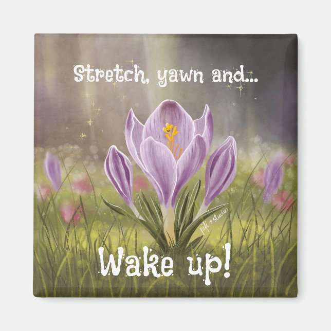 Customizable Hand Drawn Crocus Flowers Magnet (Front)