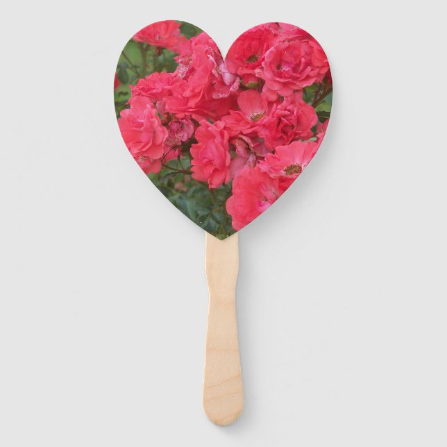 Customizable hand fan - Salmon colored Roses (Front)