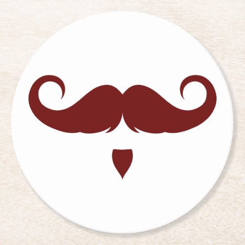Customizable Handlebar Moustache Round Paper Coaster