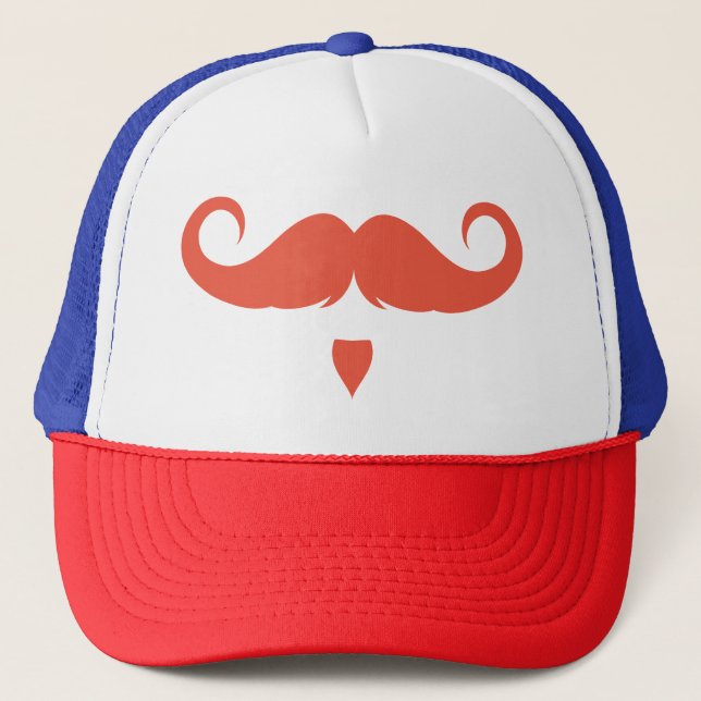 Customizable Handlebar Moustache Trucker Hat (Front)