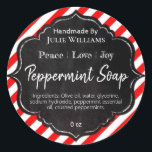Customizable Handmade Christmas Soap Label<br><div class="desc">This striped Christmas chalkboard sticker for peppermint soap is a customizable label for someone who loves making their own spa products to sell at fairs, fetes and at their own shop stall at a market. It can also be used for handmade gifts for family and friends. This can be used...</div>