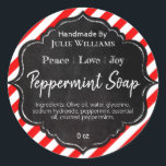 Customizable Handmade Christmas Soap Label<br><div class="desc">This striped Christmas chalkboard sticker for peppermint soap is a customizable label for someone who loves making their own spa products to sell at fairs, fetes and at their own shop stall at a market. It can also be used for handmade gifts for family and friends. This can be used...</div>