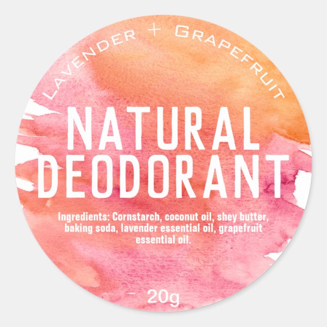 Customizable Handmade Deodorant Label (Front)