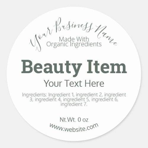 Customizable Handmade Skin Care DIY Business Classic Round Sticker