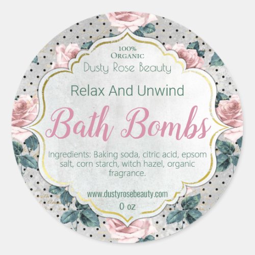 Customizable Handmade Vintage Bath Bomb Label