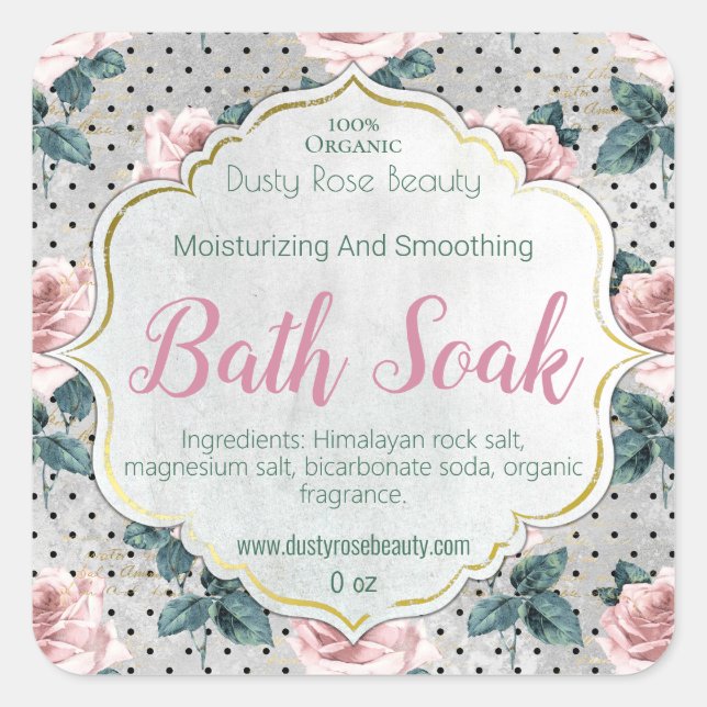 Customizable Handmade Vintage Bath Soak Label (Front)