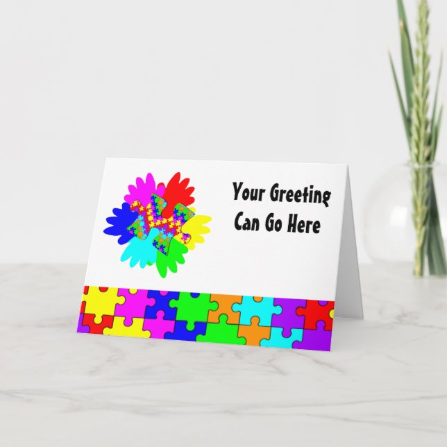 Customizable Hands And Puzzling Puzzle Piece Card (Front)