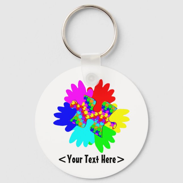 Customizable Hands And Puzzling Puzzle Piece Keychain (Front)
