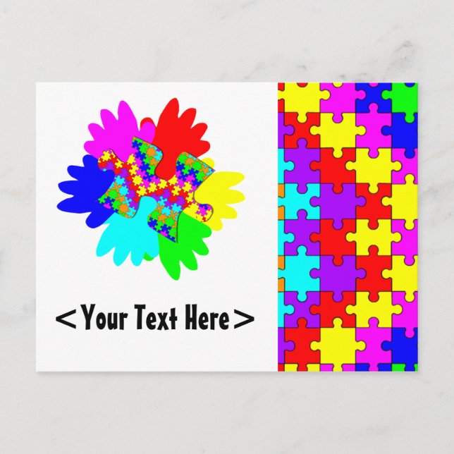 Customizable Hands And Puzzling Puzzle Piece Postcard (Front)