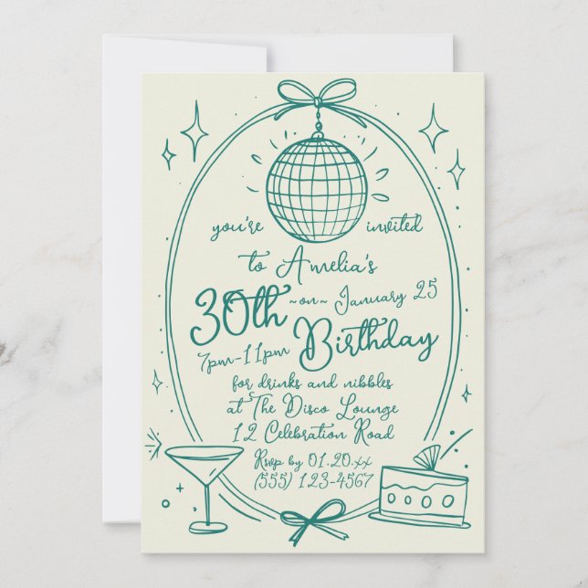 Customizable Handwritten 30th Birthday Invitation (Front)