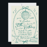 Customizable Handwritten 30th Birthday Invitation<br><div class="desc">Celebrate your milestone birthday with our whimsical handwritten 30th birthday invitation, featuring charming illustrations of a disco ball, cocktail, and cake. This customizable invitation is perfect for adding a personal touch to your celebration details, ensuring your guests receive a unique and memorable invitation. Ideal for birthday parties, this design combines...</div>