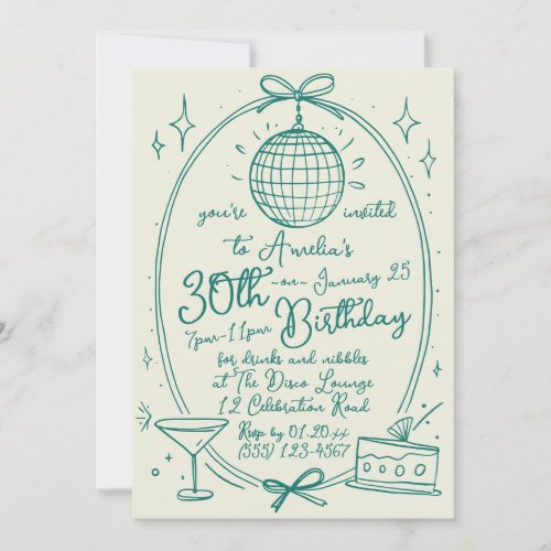 Customizable Handwritten 30th Birthday Invitation