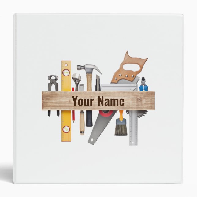 Customizable handyman carpenter tools 3 ring binder (Front)