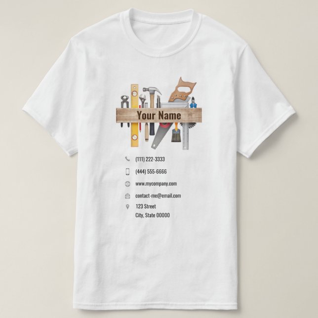 Customizable handyman carpenter tools T-Shirt (Design Front)