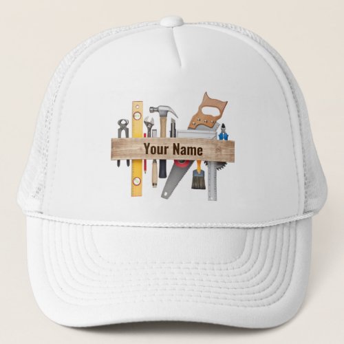 Customizable handyman carpenter tools trucker hat
