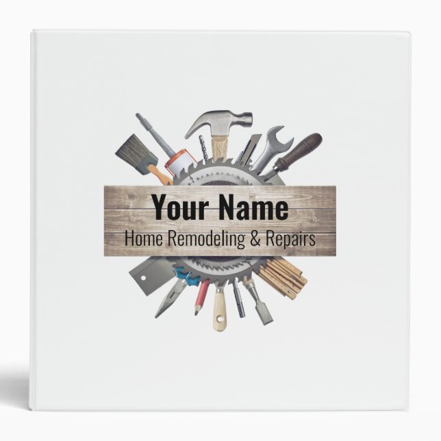 Customizable handyman contractor tools 3 ring binder (Front)