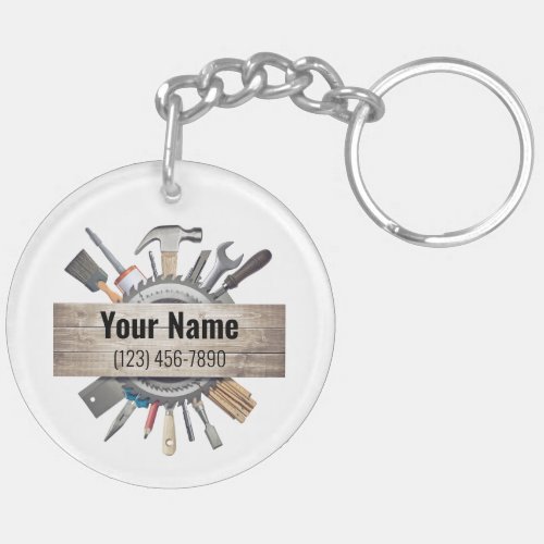 Customizable handyman contractor tools keychain