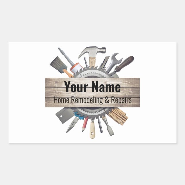 Customizable handyman contractor tools rectangular sticker (Front)