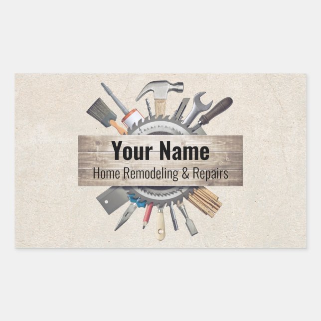Customizable handyman contractor tools textured rectangular sticker (Front)