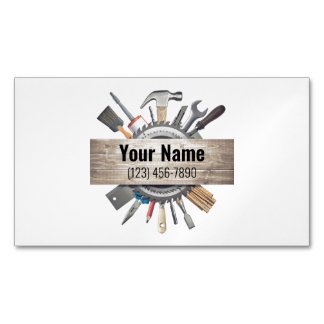 Customizable handyman contractor tools v1 business card magnet