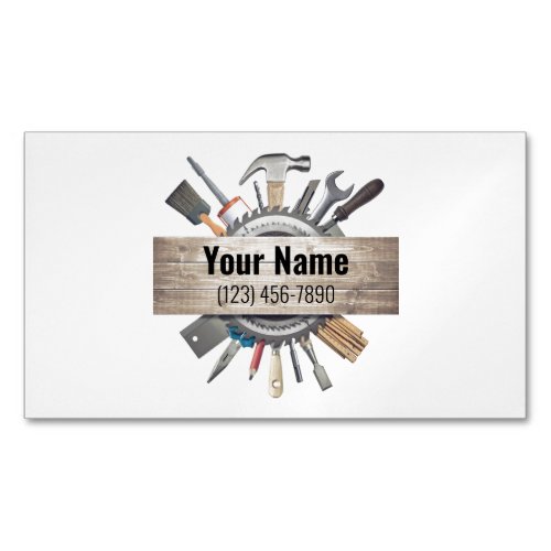 Customizable handyman contractor tools v1 business card magnet