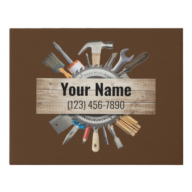 Customizable handyman contractor tools v1 faux canvas print (Front)
