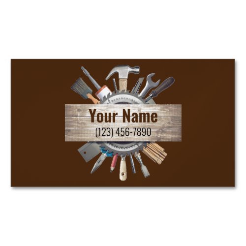 Customizable handyman contractor tools v2 business card magnet