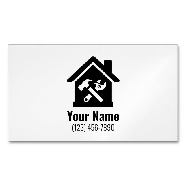 Customizable handyman home repairs business card magnet (Front)