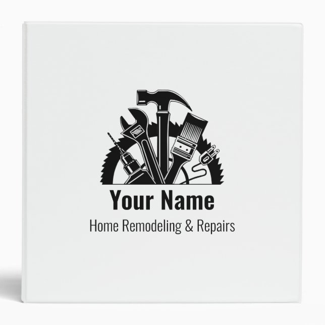 Customizable handyman tools 3 ring binder (Front)