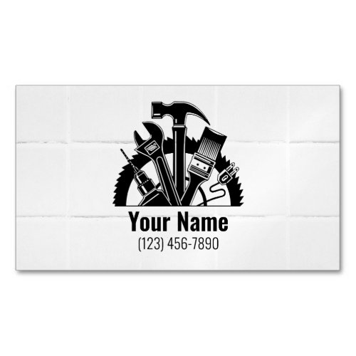 Customizable handyman tools tiles business card magnet