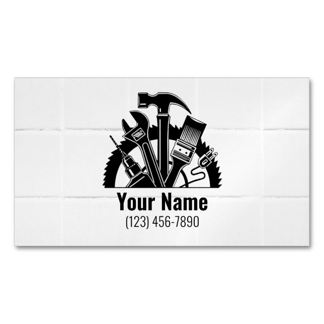 Customizable handyman tools tiles business card magnet (Front)