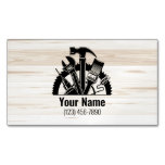 Customizable handyman tools wood business card magnet