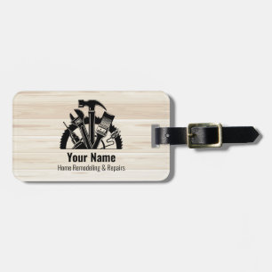 Customizable handyman tools wood luggage tag