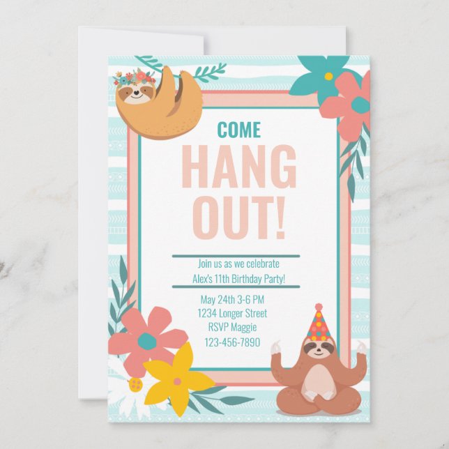 Customizable Hang Out Jungle Rainforest Birthday Invitation (Front)