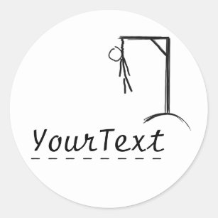Customizable hangman with a word of your choice classic round sticker