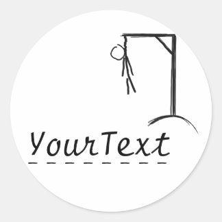 Customizable hangman with a word of your choice classic round sticker