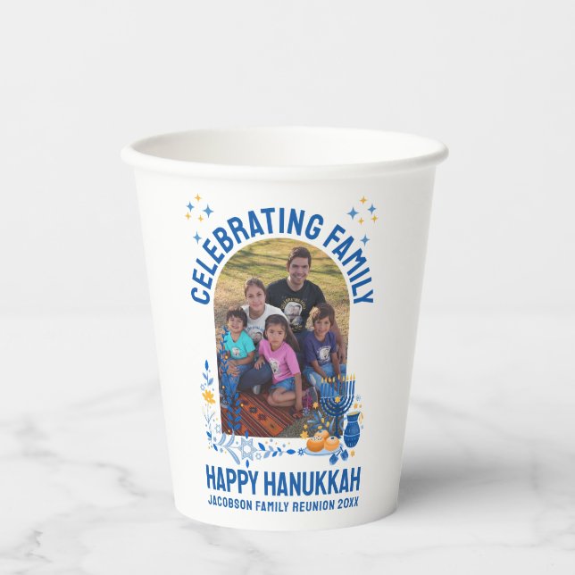 Customizable HANUKKAH FAMILY REUNION  Paper Cups (Front)