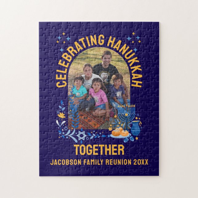 Customizable HANUKKAH FAMILY REUNION Souvenir Jigsaw Puzzle (Vertical)