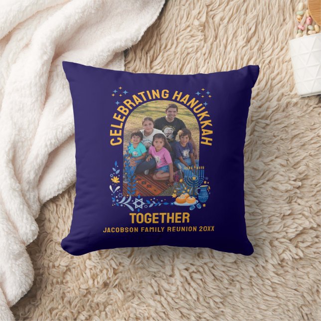 Customizable HANUKKAH FAMILY REUNION Souvenir Throw Pillow (Blanket)